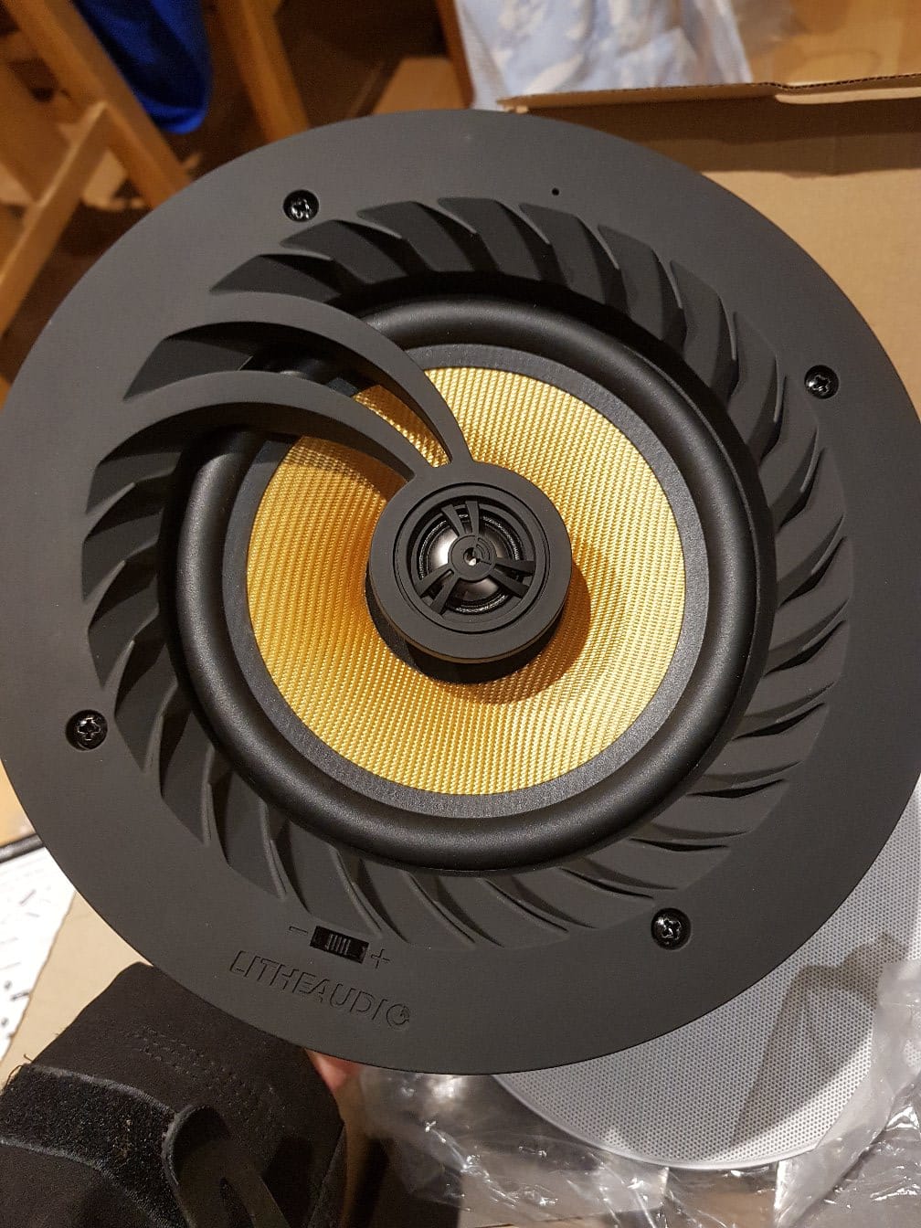 Ceiling speaker ready to be fitted